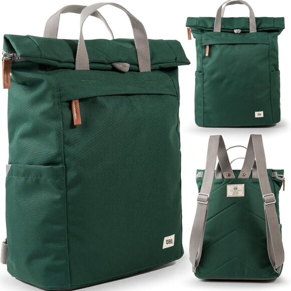 ORI/ROKA LONDON Finchley Recycled Canvas - Medium - Green Backpack - Picture 1 of 4